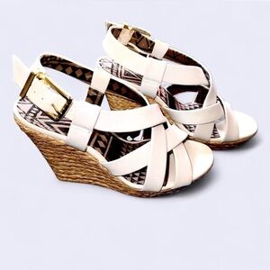 Jessica Simpson White Strappy Wedge Espadrille Sandals - Size 6.5